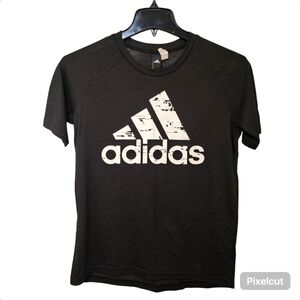 Adidas black moisture wicking knit raglan sleeve t-shirt women size XS US